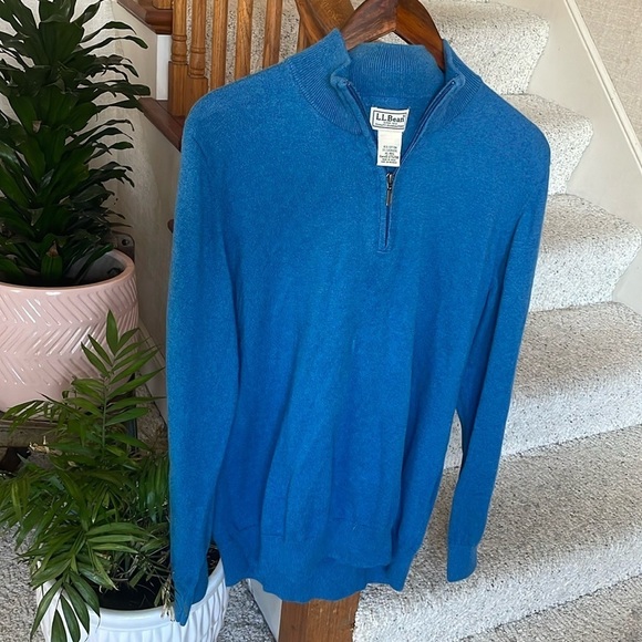 LL Bean Cotton Cashmere Quarter Zip Sweater - Picture 1 of 9
